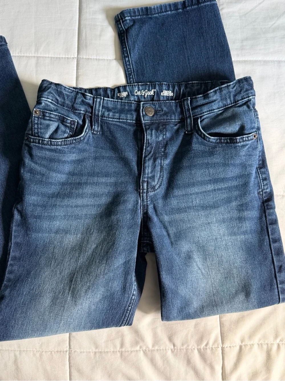Cat & Jack Boys Dark Blue Straight-Leg Stretch Jeans - 16
